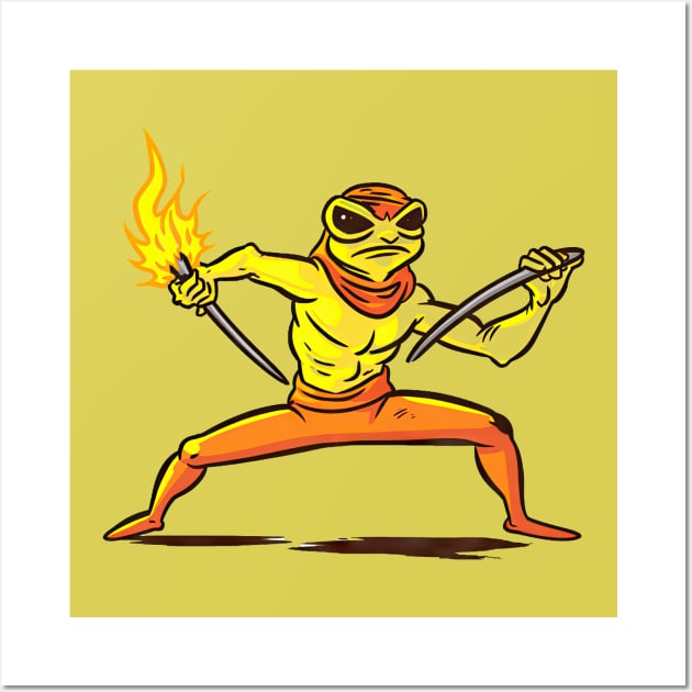 Yoga Frog Warrior Wall Art by Oddities Outlet